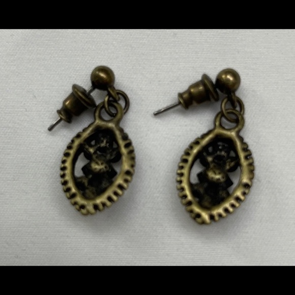 Earrings (Green & Orange Stones) - Picture 3 of 4